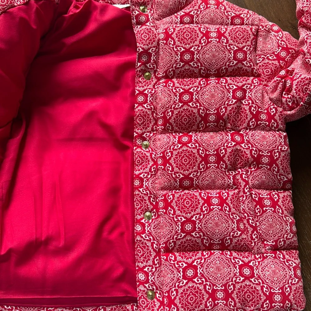 Size 7-8 Janie and Jack Juno Valentine red floral puffer jacket coat